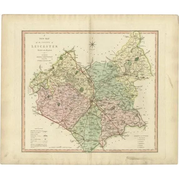 Antique County Map of Leicestershire, 1804 For Sale - Image 6 of 6