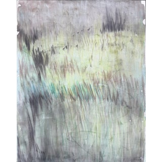 In the Haze 16*20 Original Pastel Painting Monoprint by Carrie Bergey - Brown Umber Green Teal For Sale