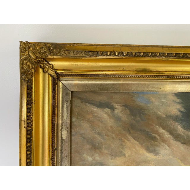 Antique Seascape Oil Painting With Lemon Gold Frame For Sale - Image 4 of 13