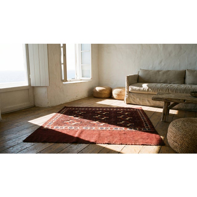1871s Red Wine Geometric Antique Turkmen Tekke Chuval Rug 2'6" X 3'9" Handknotted Wool Carpet For Sale - Image 12 of 13