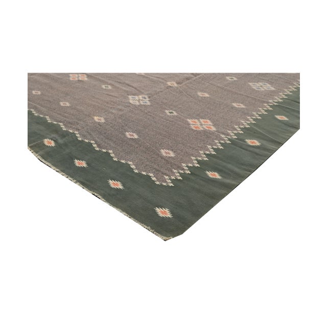 1950s 1950s Vintage Dhurrie Flat Weave in Taupe With Geometric Patterns by Rug & Kilim For Sale - Image 5 of 6