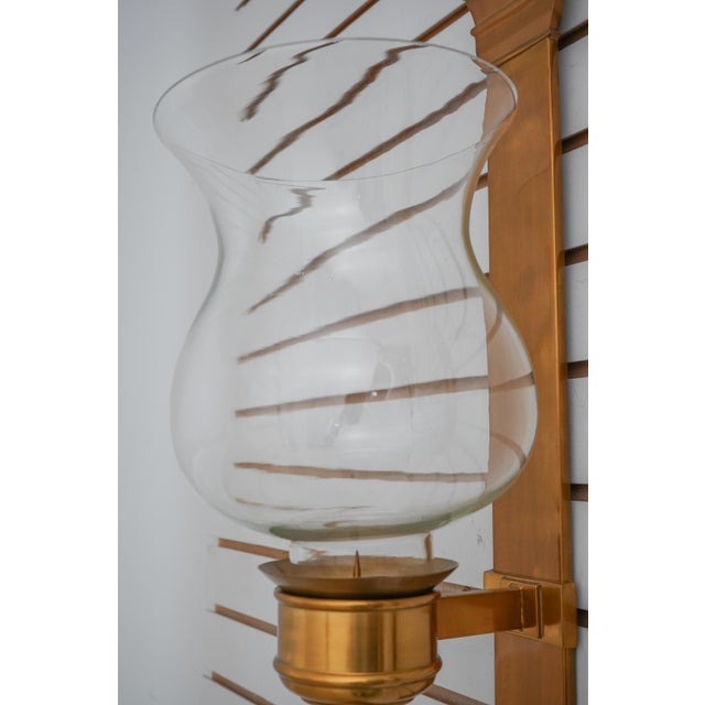 Pair Ethan Allen Brass Wall Sconce Candlesticks W. Globes Chairish