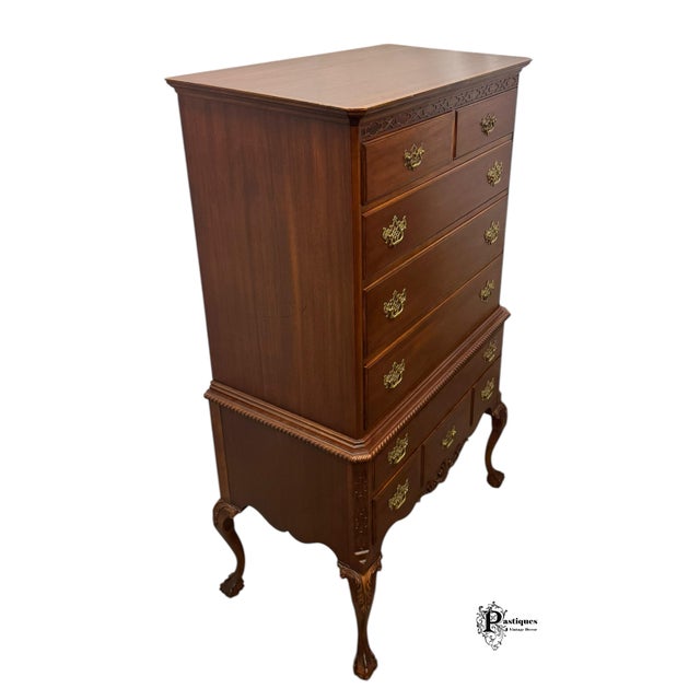 Wood Vintage Northern Furniture Company Regency Style Mahogany Highboy / Chest of Drawers For Sale - Image 7 of 12