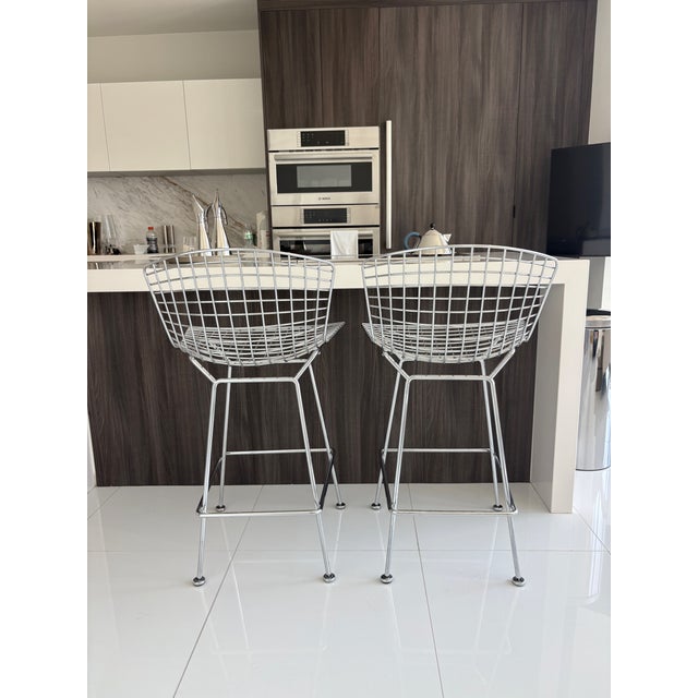 Harry Bertoia Bar Stools for Knoll | Polished Chrome | Set of 2 For Sale - Image 10 of 15