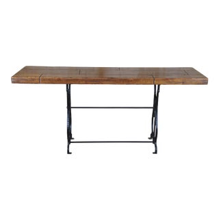 Century Furniture Industrial Iron and Pine Plank Top Console Table For Sale