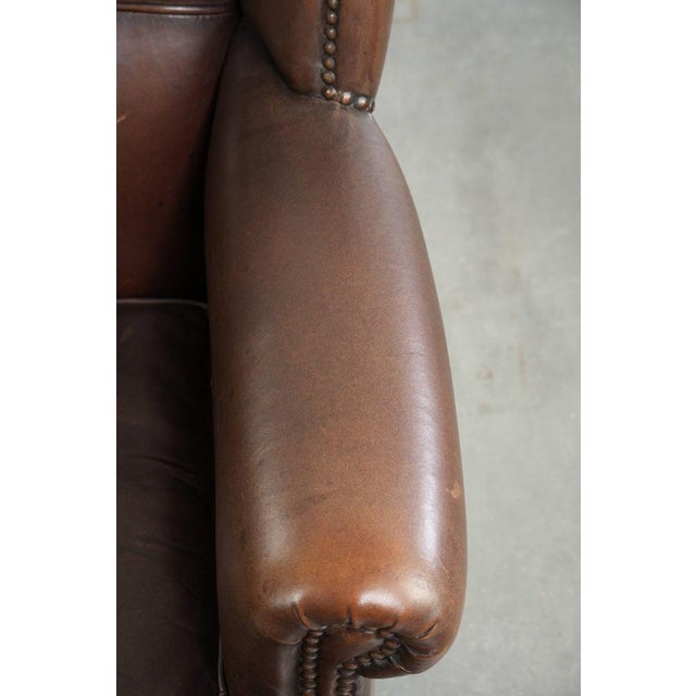 Brown Sheepskin Wing Lounge Chair For Sale - Image 8 of 13