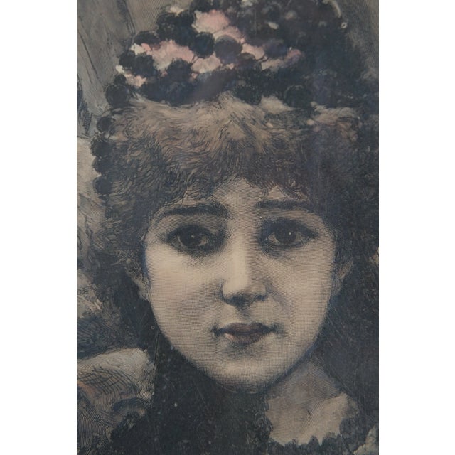 Alfredo Perea Antique Esperando El Carruaje Waiting for Carriage Engraving 31" For Sale - Image 4 of 11