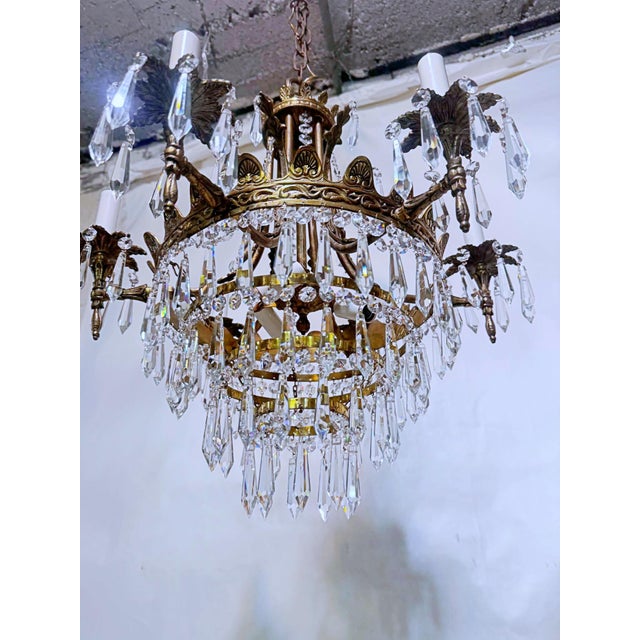 Brass Vintage Brass Empire Style Chandelier For Sale - Image 8 of 11