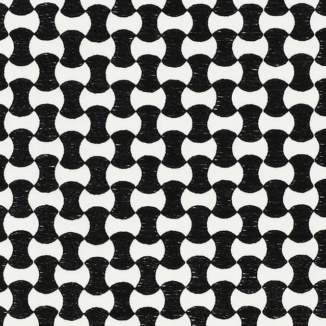 Mid-Century Modern Sample - Schumacher Nolita Embroidery Fabric in Black For Sale - Image 3 of 3