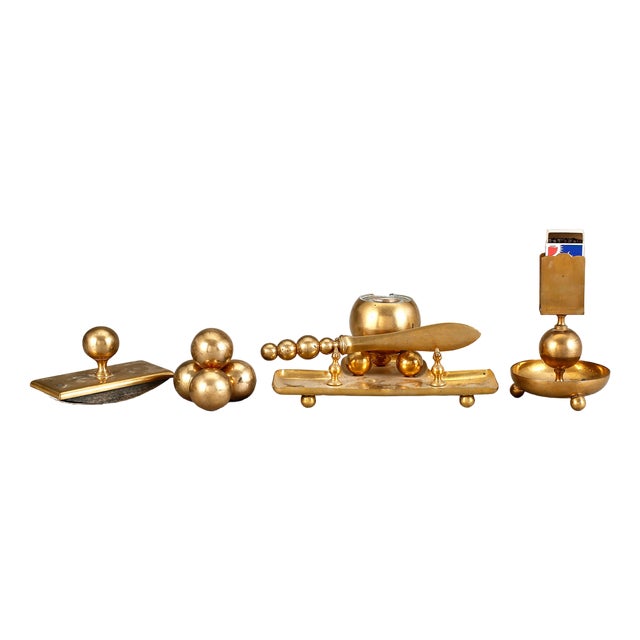 Bronze Office Set attributed to Gusum, Sweden, 1920s, Set of 5 For Sale