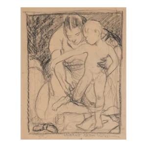 1940s Lawrence Nelson Wilbur Tender Years Drawing