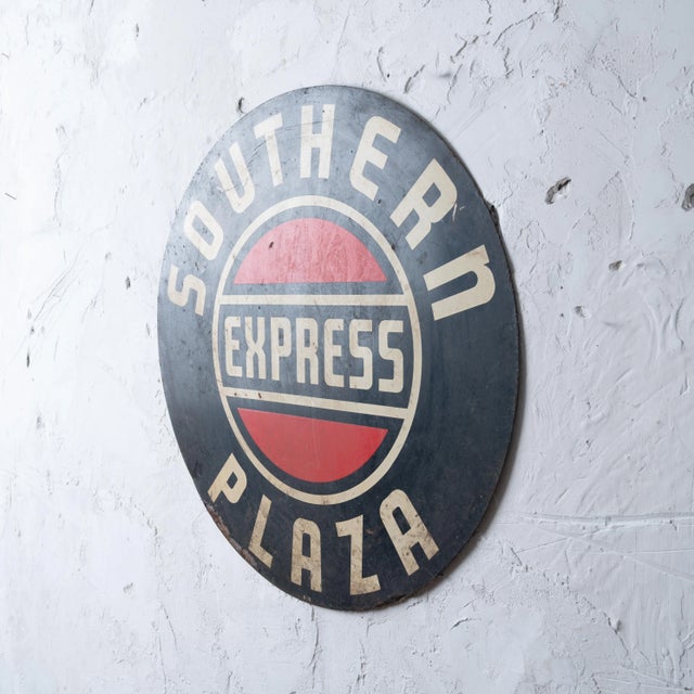 American Southern Plaza Express Railroad Sign, 1950s For Sale - Image 3 of 8