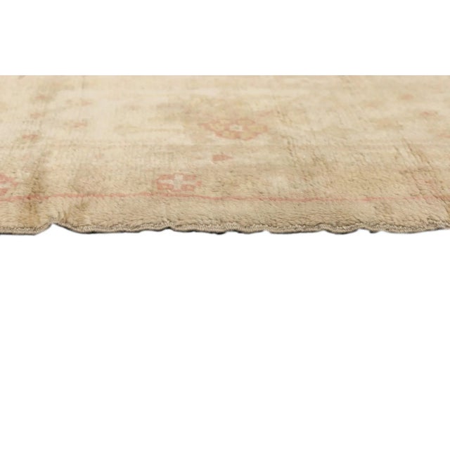 Beige Vintage Beige Ivory Oushak Turkish Area Rug For Sale - Image 8 of 10