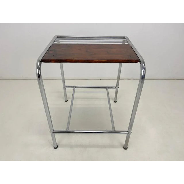 1950s Functionalist Chrome & Wood Side Table, 1950s For Sale - Image 5 of 10