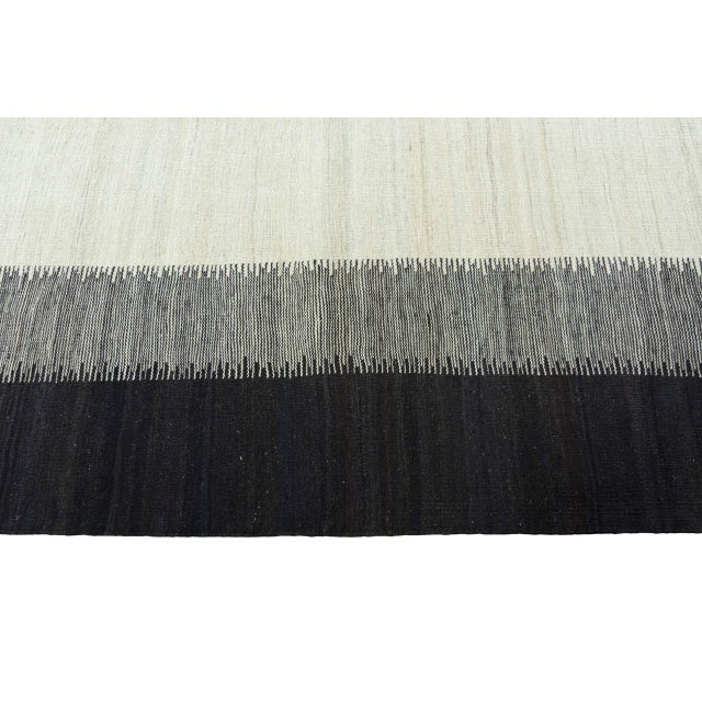 Textile Modern Black and White Handwoven Designer Kilim Rug For Sale - Image 7 of 9