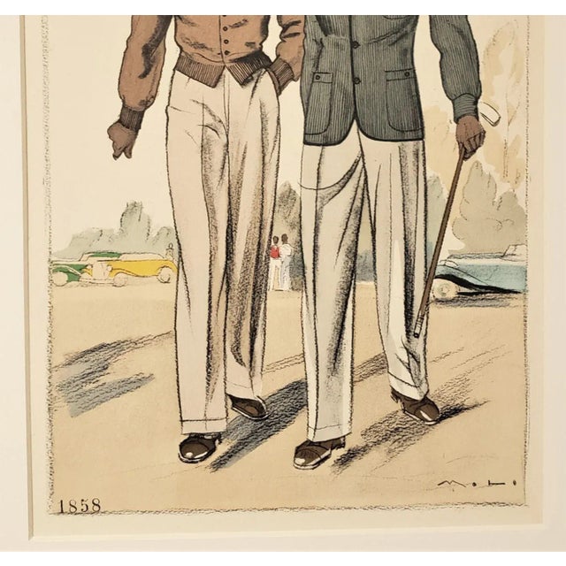 1934 French Men's Tailoring Lithograph for Golf Enthusiast-Home or Office Decor, Matted For Sale - Image 4 of 5