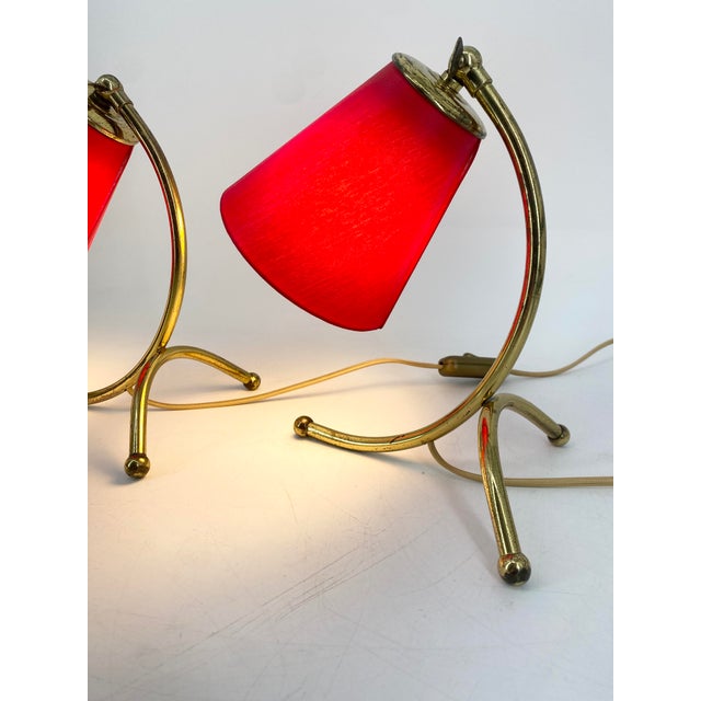 Vintage Table Lamps with Organically Shaped Brass Bases, 1950s, Set of 2 For Sale - Image 13 of 17