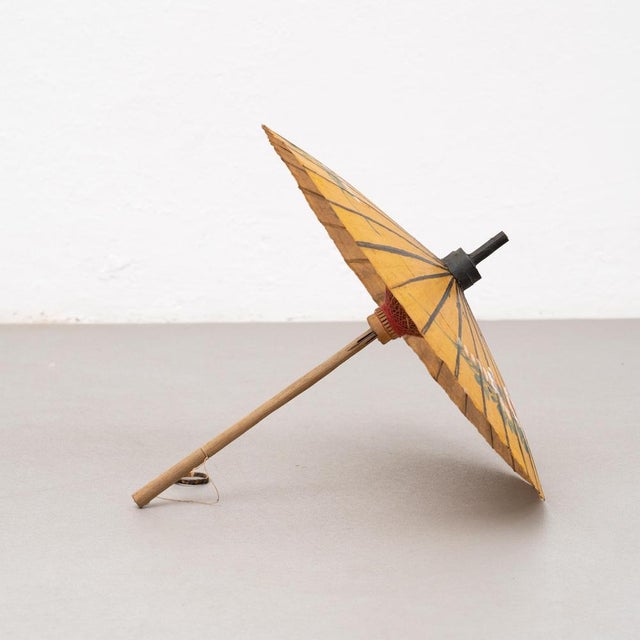 Hand Painted Bamboo Umbrella, 1950s For Sale - Image 9 of 18