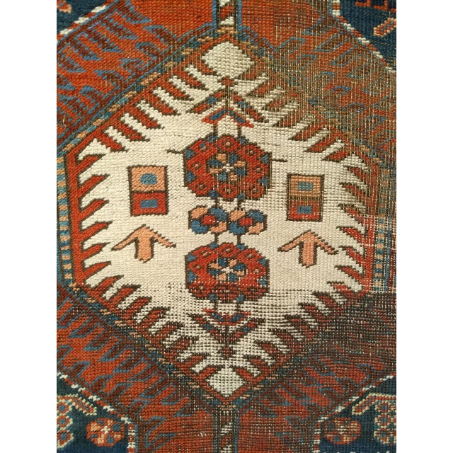 Vintage Persian Heriz Serapi Runner, Hand-Knotted Wool, Geometric Pattern, Terracotta & Navy, 3x16 For Sale - Image 15 of 15