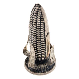 Silver Toothpick Holder in the Shape of Cornmeal For Sale
