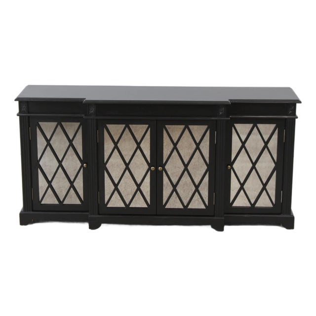 Ballard Designs Mirror Door Black Tv Console Cabinet For Sale