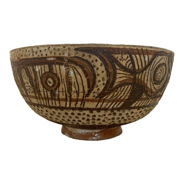 . 1950s Frans Wildenhain Sgrafitto and Slip Decorated Studio Pottery Bowl For Sale