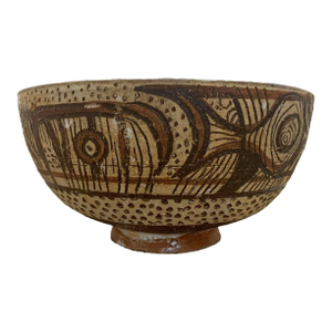. 1950s Frans Wildenhain Sgrafitto and Slip Decorated Studio Pottery Bowl