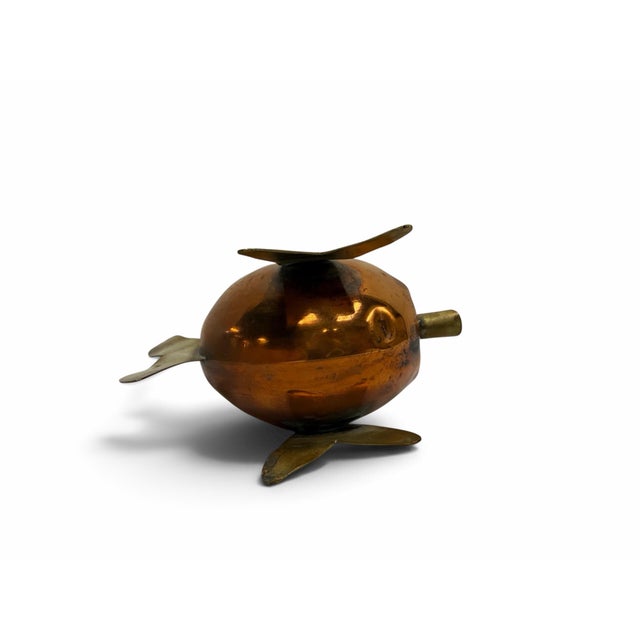 Vintage Mid-Century Mixed-Metal Copper & Brass Mechanical Fish Ashtray For Sale In West Palm - Image 6 of 6