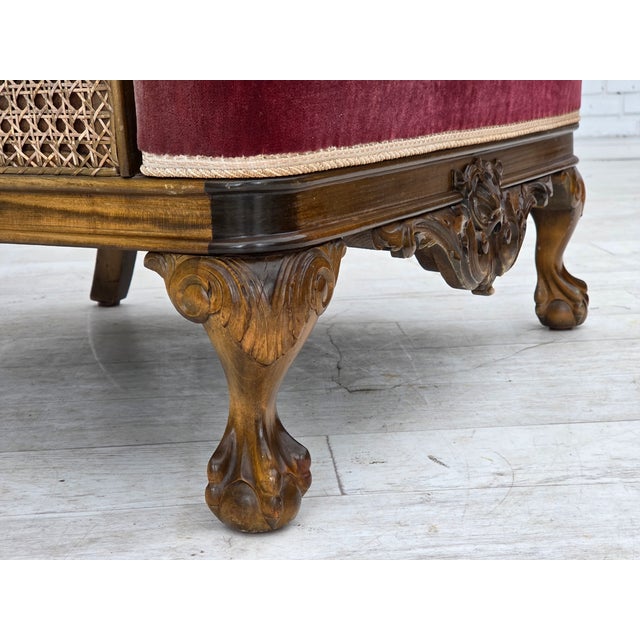 Vintage Danish Chair in Woven Wool and Velour, 1940s For Sale - Image 9 of 18