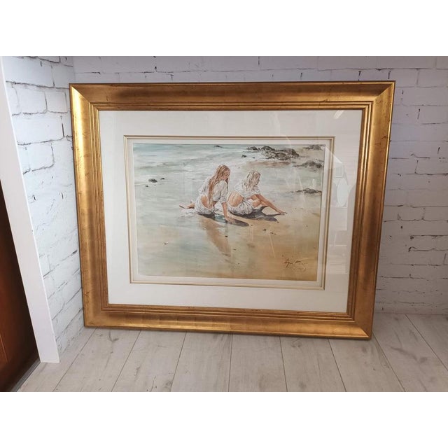 Gordon King, Beach, Large Watercolor, Framed For Sale - Image 15 of 15