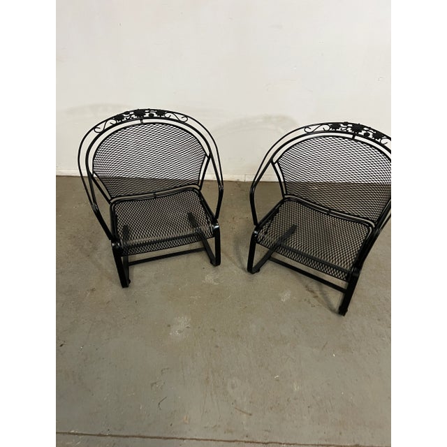 Vintage Mid-Century Salterini Curve Back Outdoor Cantilever/Springer Arm Chairs - Set of 2, Attributed For Sale - Image 11 of 12