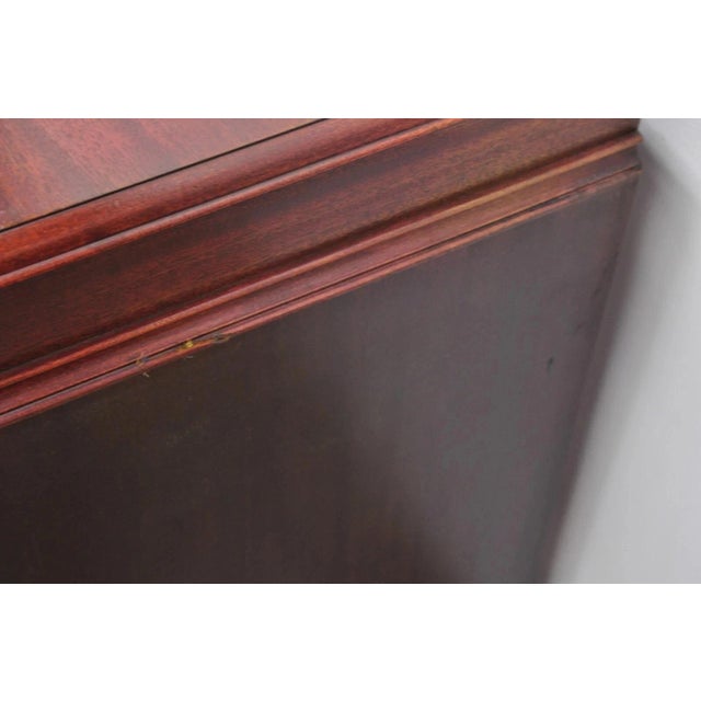 Vintage Chinese Chippendale Mahogany Serpentine Triple Dresser Credenza W Mirror For Sale - Image 10 of 11