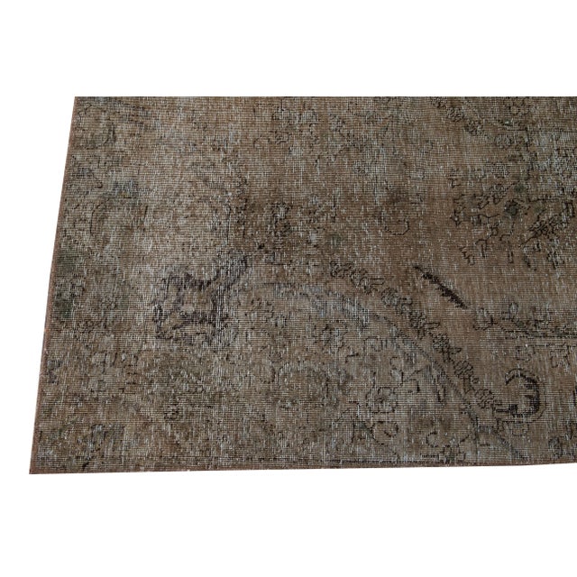 Brown Vintage Overdyed Handmade Medallion Wool Rug 6'9" X 10' For Sale - Image 4 of 9