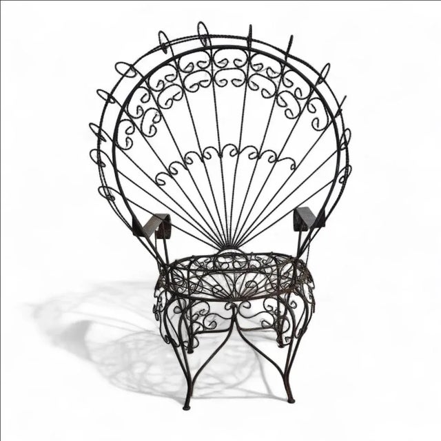 Vintage Wrought Iron Peacock Armchair For Sale - Image 13 of 15