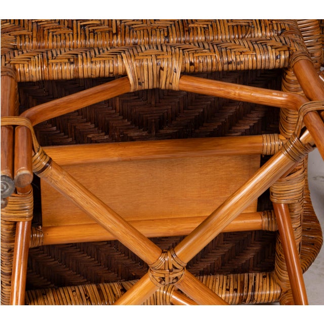 Brown A Vintage Set of Four Wicker and Rattan Armchairs For Sale - Image 8 of 8