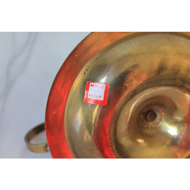Vintage Enameled Brass Candlestick Holders For Sale In Milwaukee - Image 6 of 7
