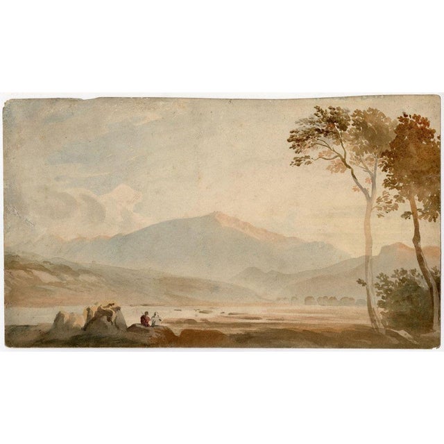 An original early 19th-century watercolour painting, john varley ows, snowdon, wales.this starkly beautiful watercolour by...