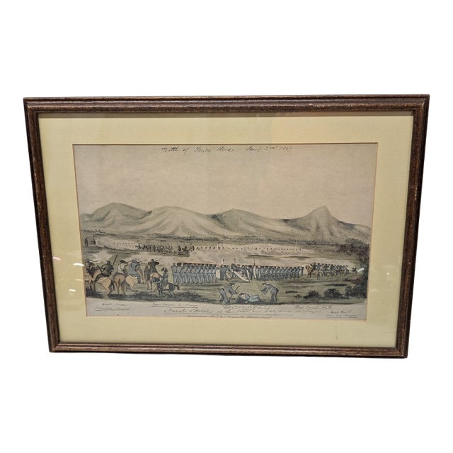 1930s Naval Sketches of the War in California Lithograph No 1 William Meyers Framed For Sale