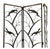 Circa 1930, black painted iron, four wrought iron panels with stag and hunting hound motifs, chiseled surface highlights...