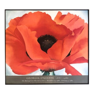 1988 Metropolitan Museum of Art Georgia O’Keefee Red Poppy Poster - Framed For Sale