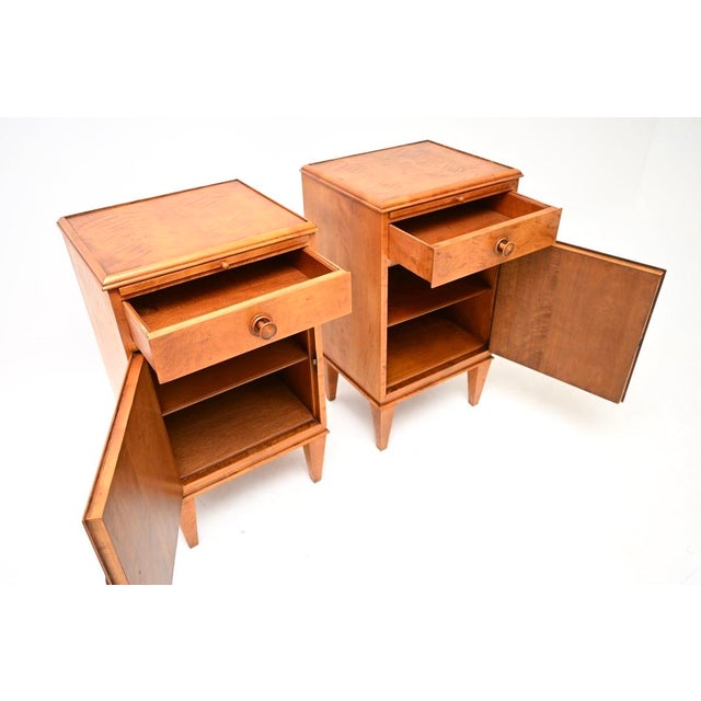 Vintage Swedish Satin Birch Bedside Cabinets, 1950s, Set of 2 For Sale - Image 4 of 14
