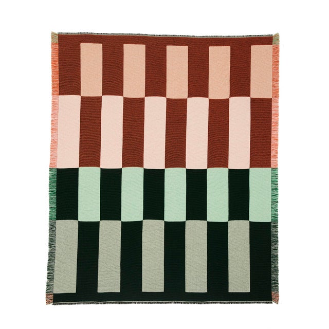 Dash Blanket in Green and Orange by Granite + Smoke For Sale - Image 6 of 8