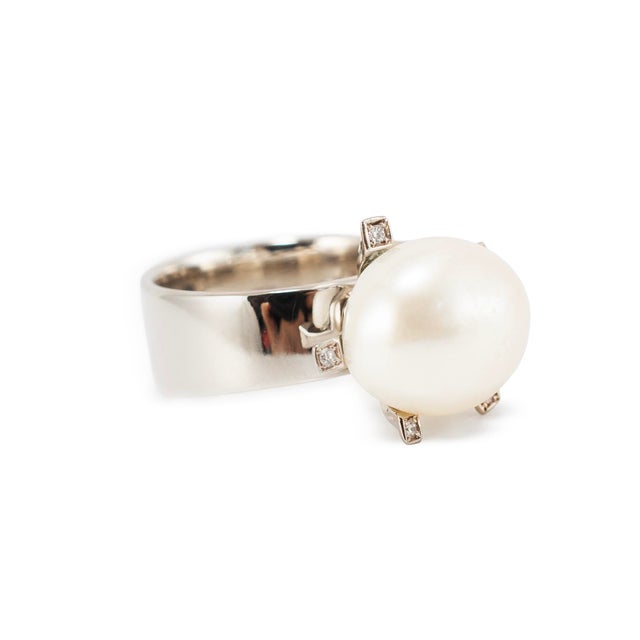 Modern H.Stern Pérolas 18k Noble Gold Rose Pink Gold Diamond Pearl Cocktail Ring, Size 4.75 For Sale - Image 3 of 8
