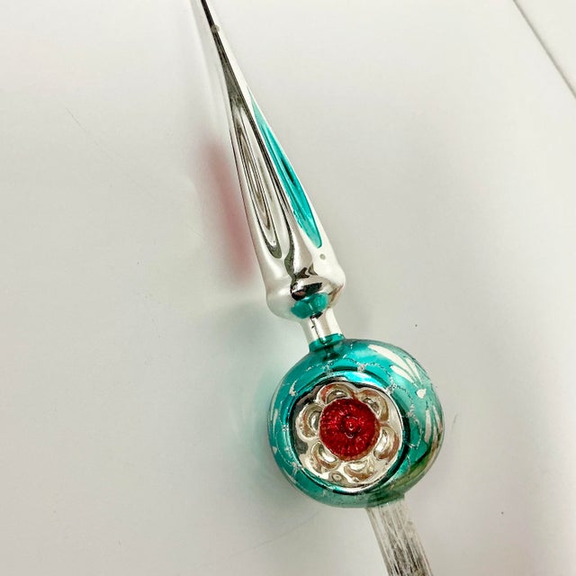 Antique German Hollywood Regency Blown Mercury Glass Christmas Tree Topper, Three Indents For Sale - Image 10 of 16