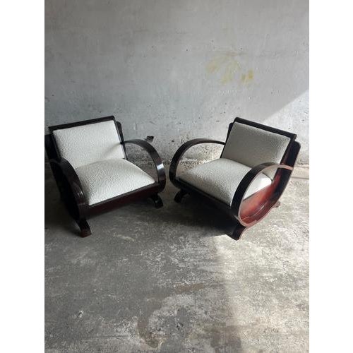 Art Deco Club Chairs in Curved Wood, Set of 2 For Sale - Image 9 of 10