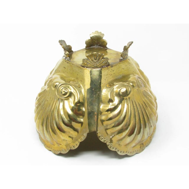 Vintage Clamshell Shaped Footed Brass Planter For Sale - Image 10 of 12