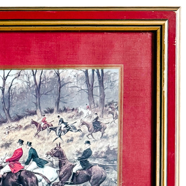 Wood Framed Reproduction Prints of George Wright's Fox Hunting Scenes - A Pair For Sale - Image 7 of 9
