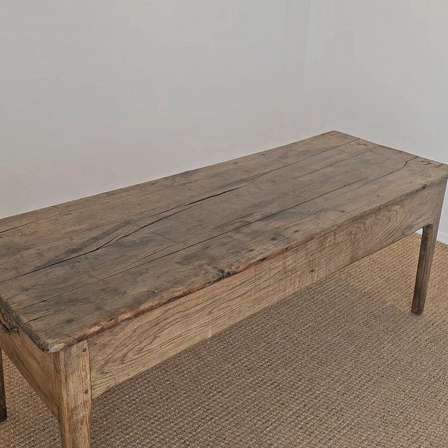 Antique French Elm Farm Dining Table With Drawers - Circa 1870 For Sale - Image 13 of 15