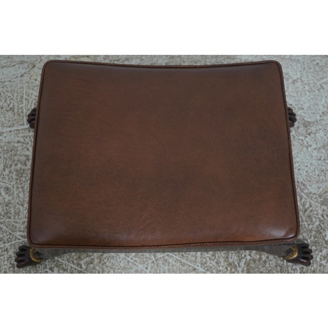 Theodore Alexander Theodore Alexander Regency Style Leather Footstool Ottoman For Sale - Image 4 of 12