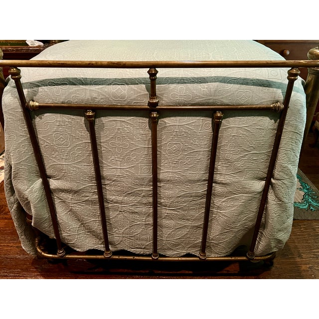Pair of Antique Victorian Brass Twin Beds With Original Cast Iron Dovetail Rails For Sale - Image 17 of 17